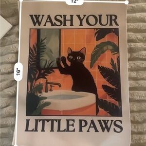 Cat Art Print - Wash Your Little Paws